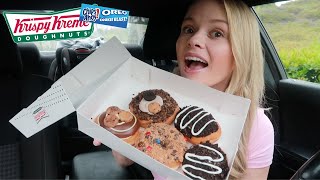 **NEW** trying Krispy Kreme chips ahoy and oreo cookie blast donuts