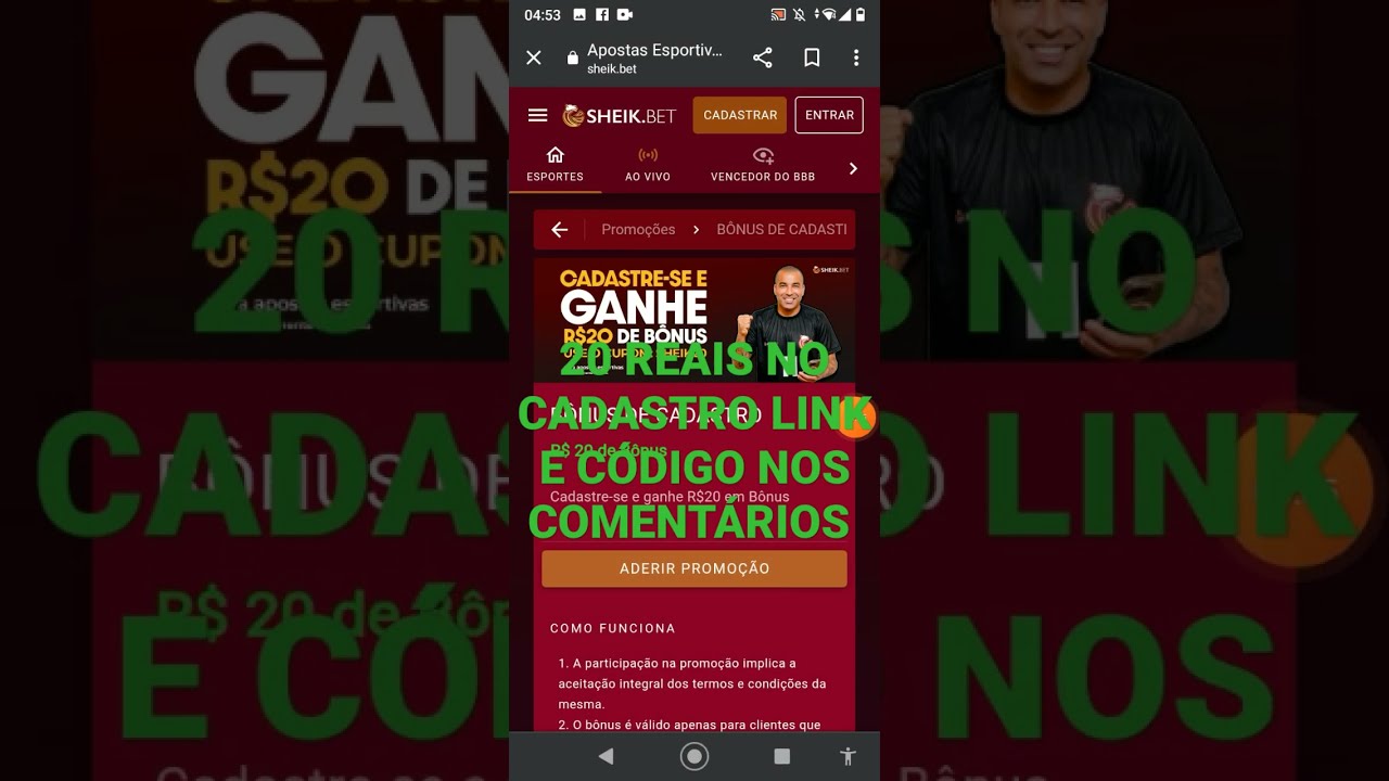 CASA DE APOSTA COM BÔNUS DE 20 REAIS NO CADASTRO