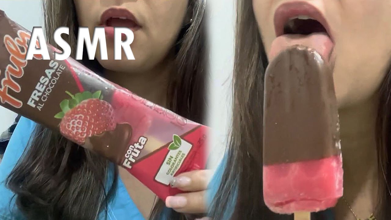 Colaboración con @dulcesitaasmr 🤩 Comiendo y Lamiendo paletas de agua 🍋🍓
