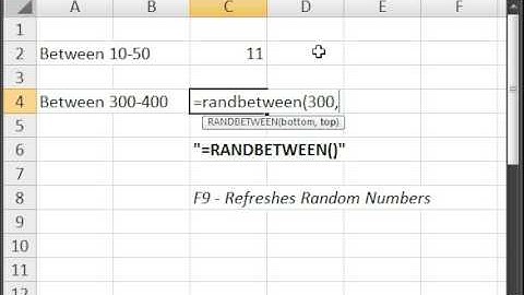 Generate Random Numbers (Integers) in Microsoft Excel