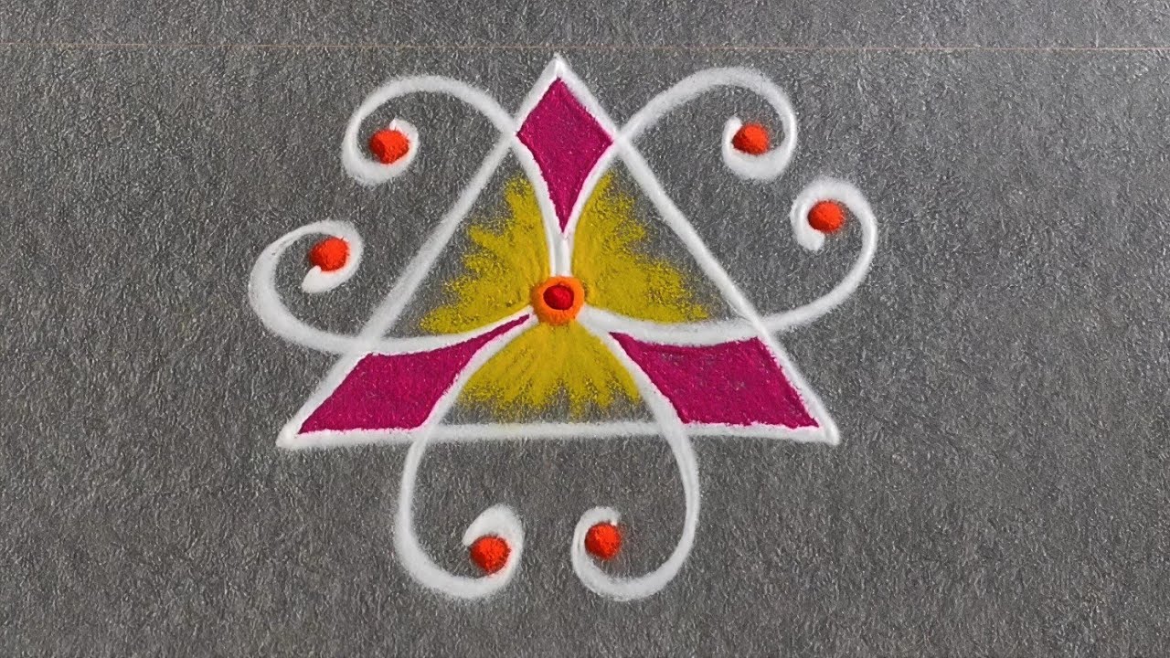 Freehand Rangoli Designs 🌺 24/7 Rangoli 🌿 Easy Simple Daily Muggulu Design🌺 Beginners Rangoli Design
