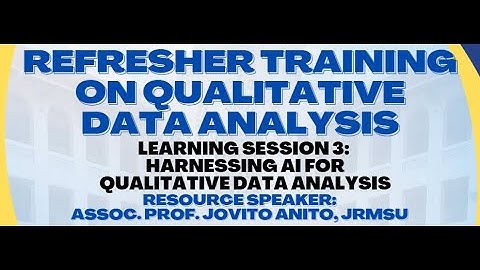 REFRESHER TRAINING ON QUALITATIVE DATA ANALYSIS (Learning Session 3)