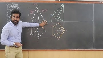 Projections of Solids - Pentagonal Pyramid - Stage - 3