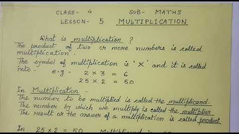 CLASS IV (MATHEMATICS) LESSON NO. 5 "MULTIPLICATION" (find the attachment in description box)