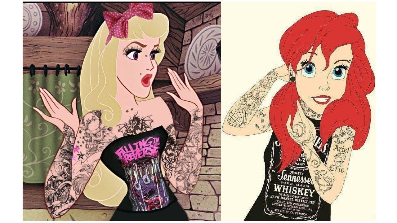 Disney Princesses As Tattooed Pin Ups  Killer Kitsch