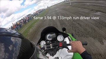 TD outlaw at haydays, 3.94 @ 133mph in 500 feet Stock 1100 turbo CC record