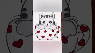 How To Draw A Kitten In A Cup #Catdrawing #Missfatimaart #Shorts