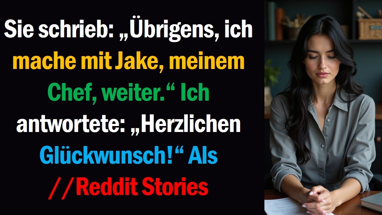Sie schrieb: „Übrigens, ich mache mit Jake, meinem Chef, weiter.“ Ich antwortete: „Herzlichen