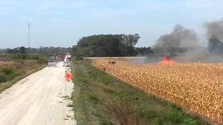 Corn field fire