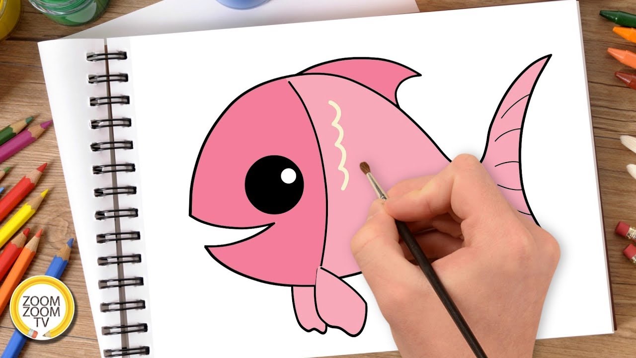 Vẽ và tô màu chú cá vàng rực rỡ  Dạy bé vẽ  Dạy bé tô màu  Fish Drawing  and Coloring for Kid  YouTube