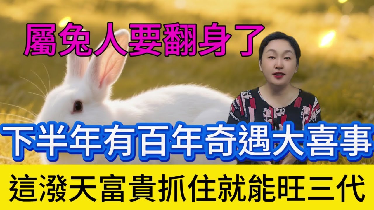2025 年下半年，屬兔人你們要徹底翻身了！一場百年難遇的奇遇正朝你們奔來，這潑天的富貴要是抓牢了，不僅能讓你自己財運爆棚，還能福澤三代，從 ...