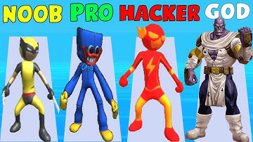 NOOB vs PRO vs HACKER vs GOD in Super Hero: Run Hit