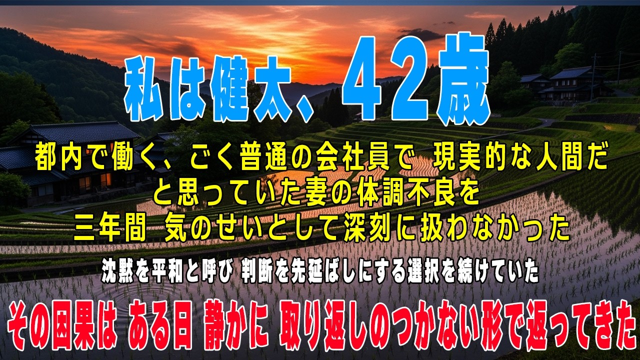妻の体調不良を3年間「気のせい」と流した私は、離婚届だけを渡された