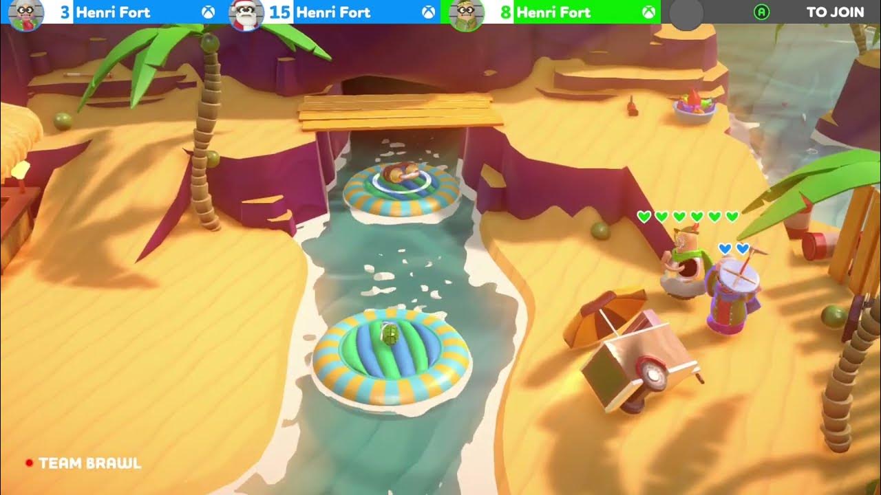 Rubber Bandits XBOX gameplay, 3 players multiplayer shared screen