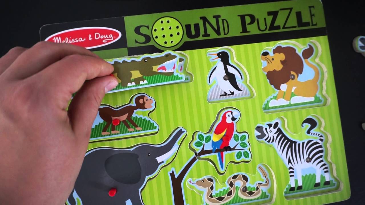 Puzzle dźwiękowe Melissa & Doug Zoo (Sound Puzzle zoo animals) - YouTube