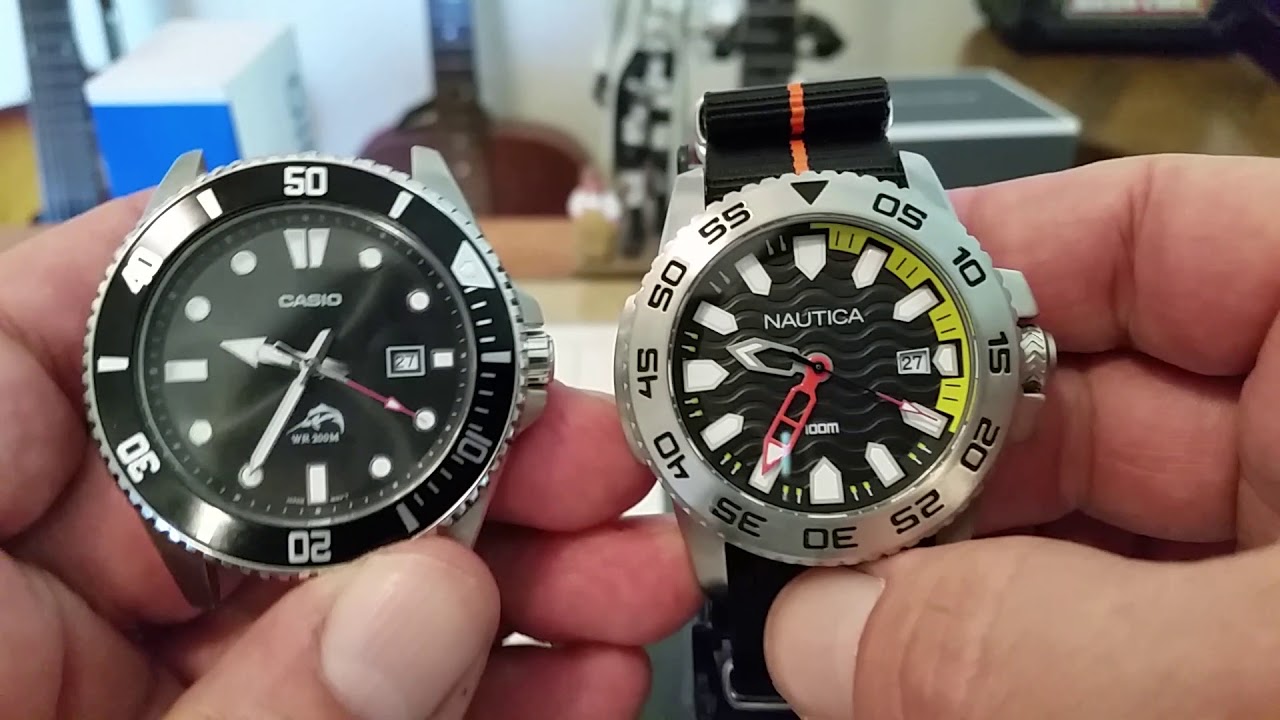 Budget Diver Showdown !FAIL!-Casio MDV 106a vs. Nautica NAD 12526G - YouTube