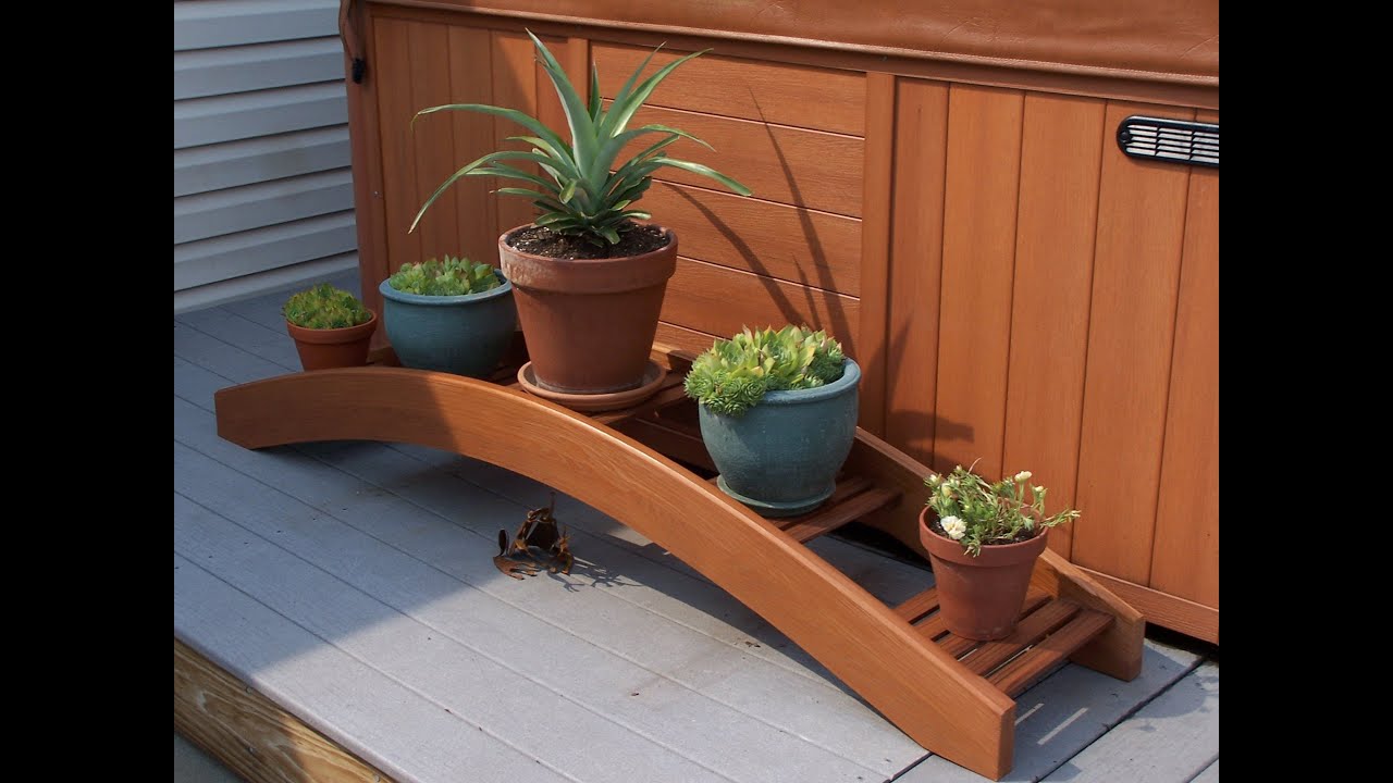 Arch Bridge Plant Stand Hand-made of Redwood. - YouTube