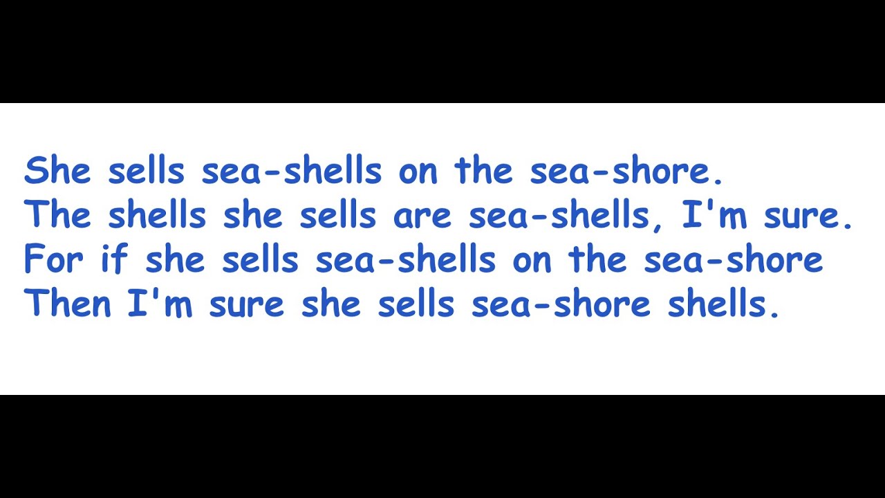 Tongue twisters She sells seashells YouTube Tongue twisters She sells seashells YouTube