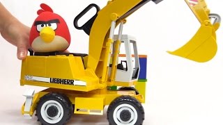 Liebherr Toys: Angry Birds SNOW EXCAVATOR Game: Hiding Surprise Eggs Kid's Toy Videos! игрушки видео screenshot 5