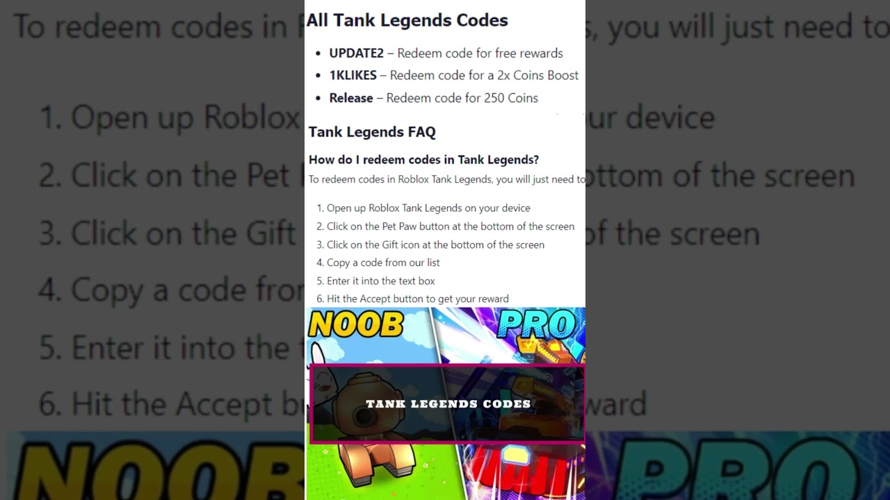 Tank Legends codes