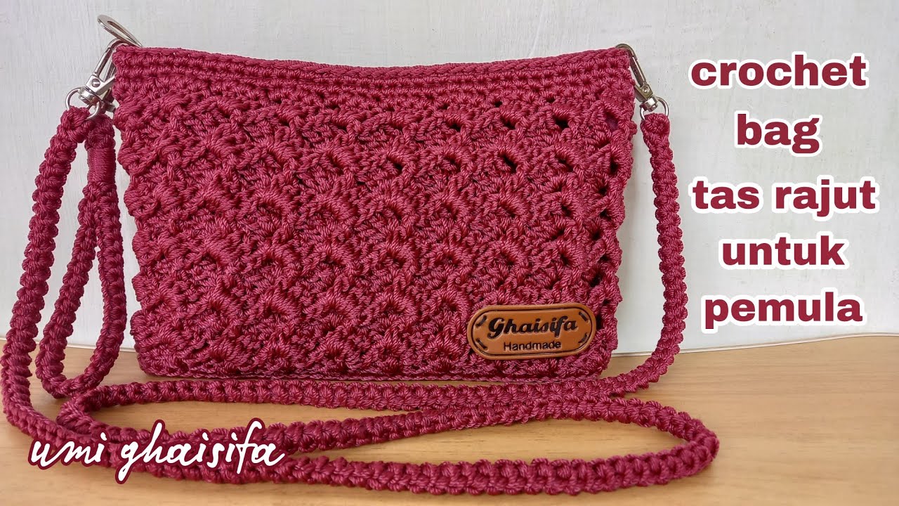 Cara membuat tas rajut simple untuk pemula motif prada || Crochet bag ...