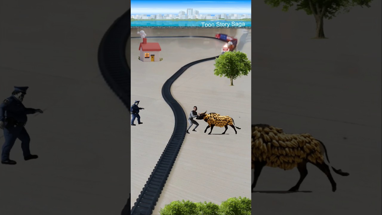 Buffalo attacking man near the railway track and the train is approaching fast | Buffalo Buffalo 🦬🐃