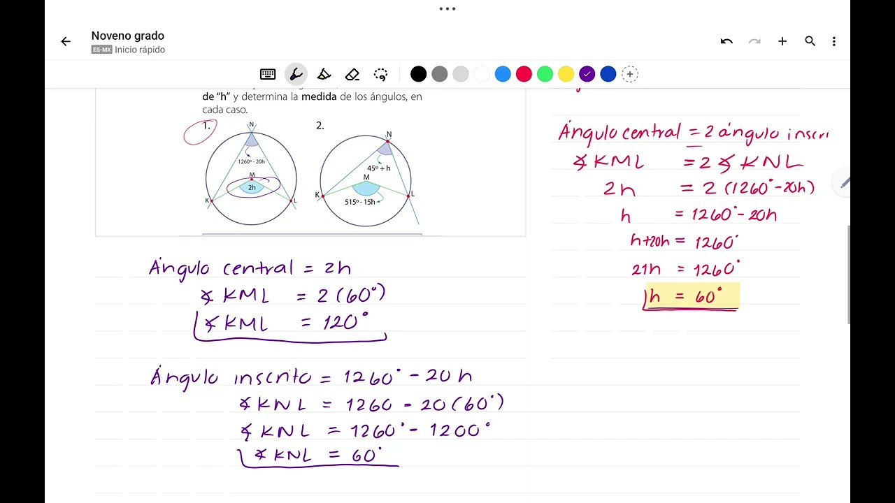 Teorema del ángulo inscrito y determinación de la medida de ángulos congruentes 