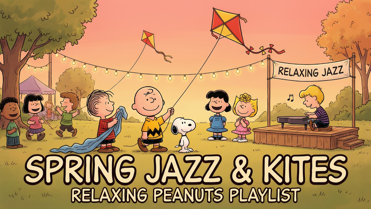 Snoopy & Charlie Brown Spring Kite Sunset | Relaxing Jazz for Study & Chill