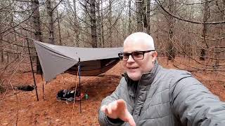 Thick Forest Day Camping  Tarp Tent Setup with Green Elephant Tarp Poles