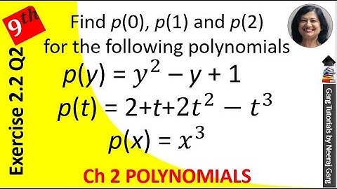 Polynomials Class 9 | Find p(0) p(1) p(2) for each of the following Polynomials