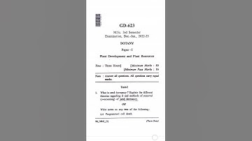 MSc Botany - lll Sem. | Paper - 1 | Previous Question Paper 2022-23 | Hemchand Yadav Durg University
