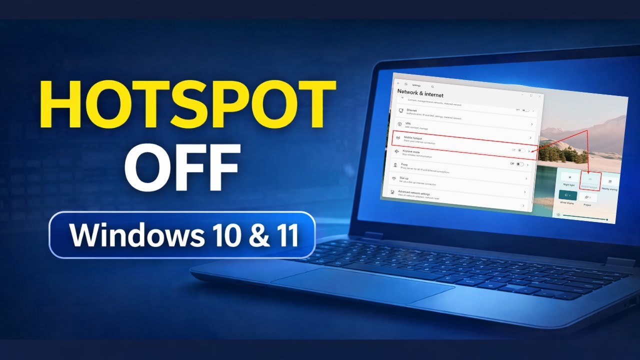 How to Turn Off Mobile Hotspot on Laptop |  Laptop Hotspot Off