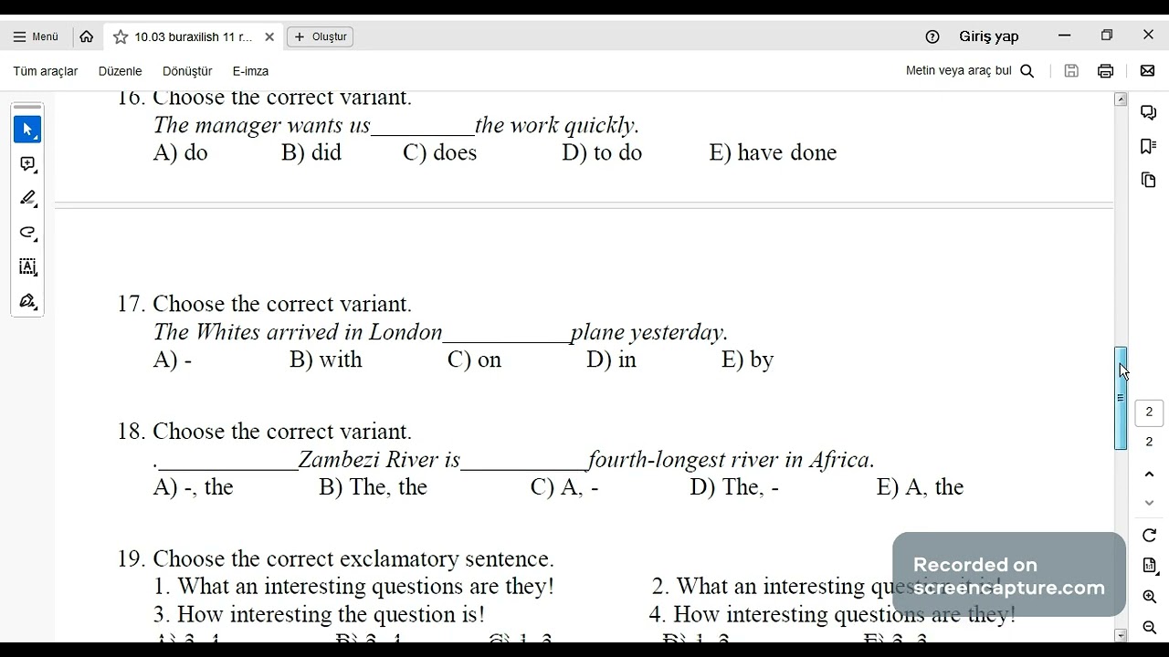 Buraxılış imtahanı 11-ci sinif test izahı (10.03.2024)