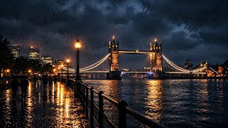 London at Night in the Rain 🌧️🇬🇧 | Tower Bridge Ambience for Sleep & Relaxation