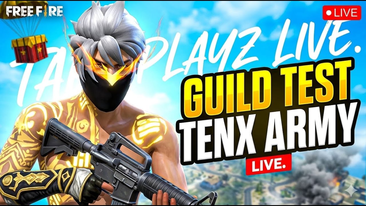 [LIVE🔴] DAY-2 FACECAM💀 TENX ARMY 1V4 GUILD TEST❤️ #guildtest #freefire #faceca