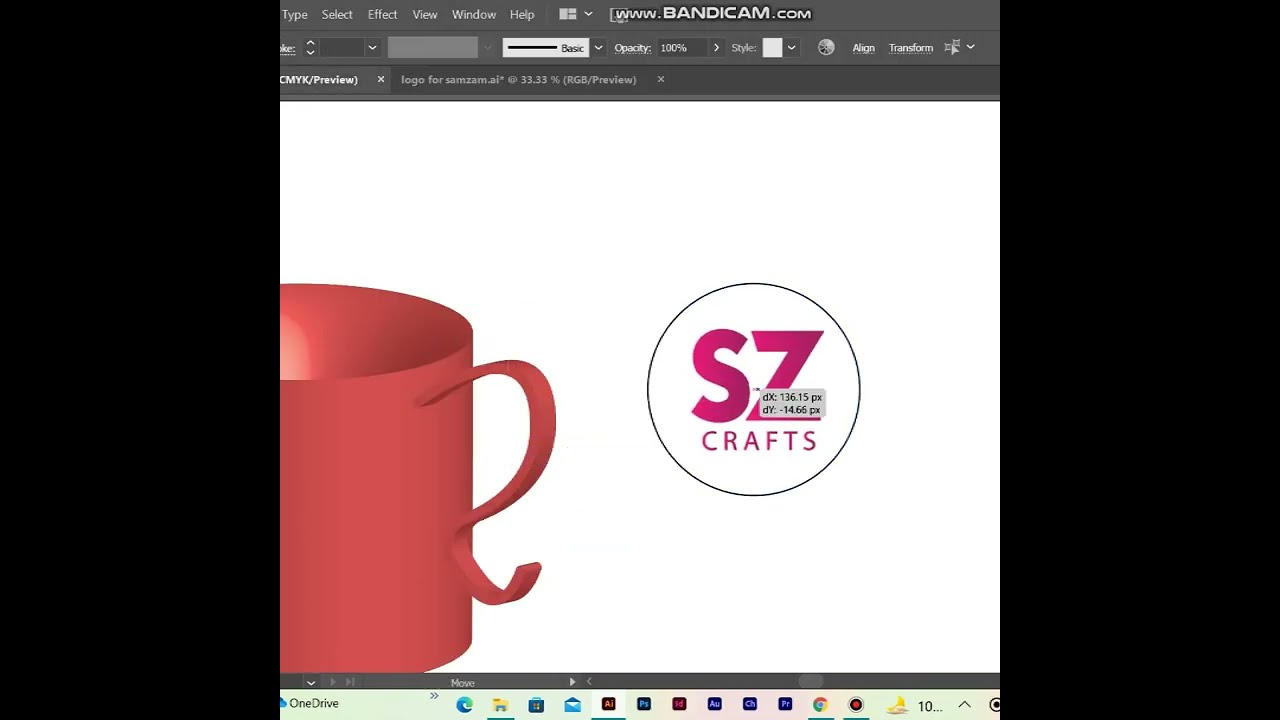 Time lapse of making a 3d mug in Illustrator 