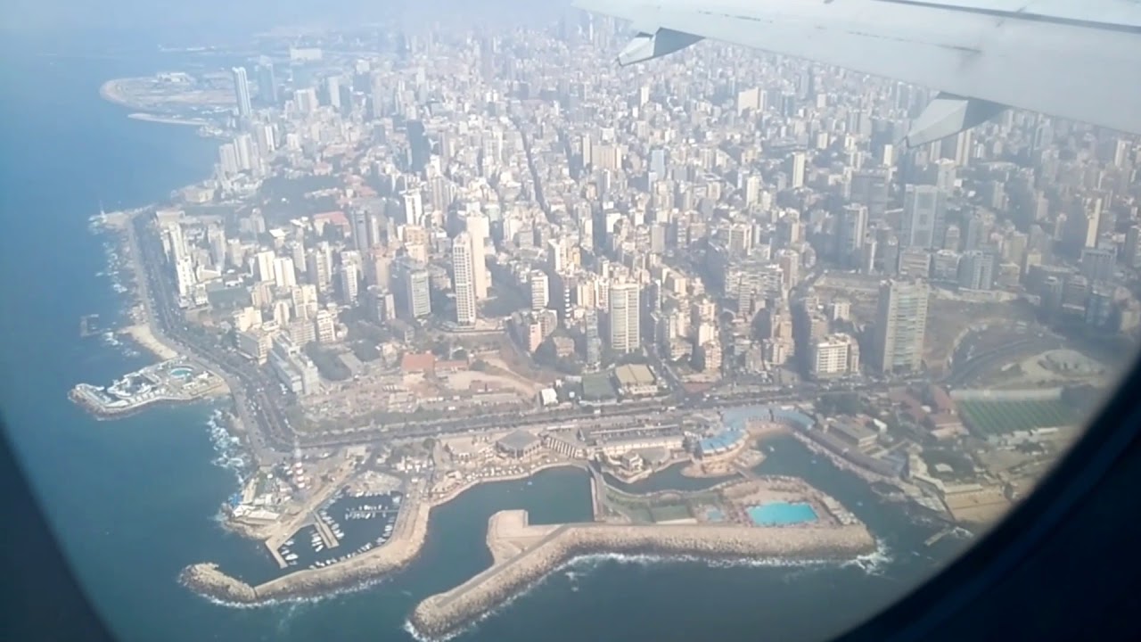 هبوط رائع في مطار رفيق الحريري الدولي ومناظر خلابة وجميلة لبيروت MEA