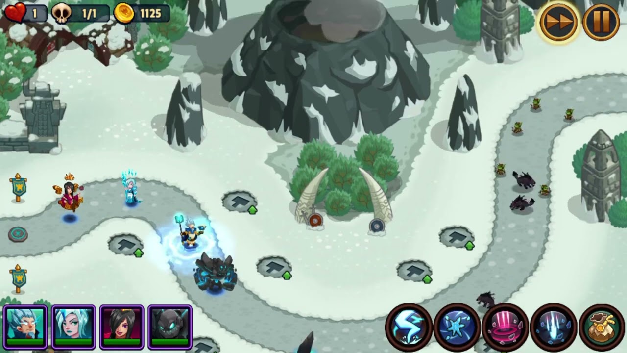 Realm Defense (World 2 Level 21 legendary mode using four heroes)