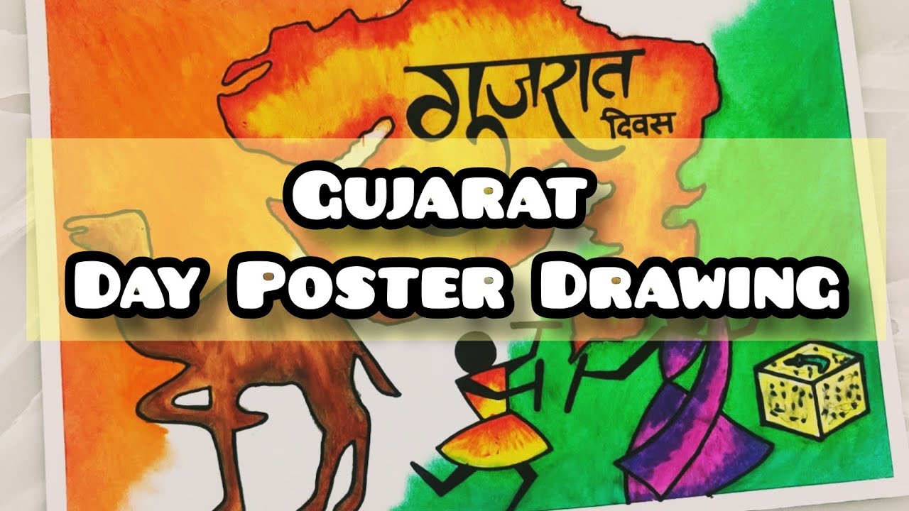 Gujarat Day Poster Drawing Gujarat Map Project Ideas 