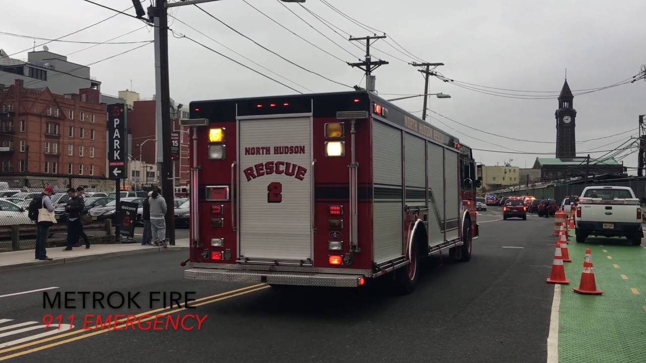 Emergency Vehicles Responding to Hoboken, NJ Train Crash