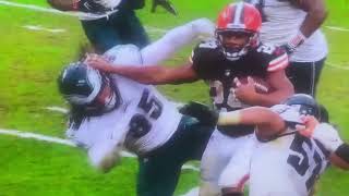 STIFF ARM CITY!!!! NICK CHUBB SENDS EAGLES 🦅 LB TO THE GROUND !!! AMAZING LONG RUN BY #24 CHUBB