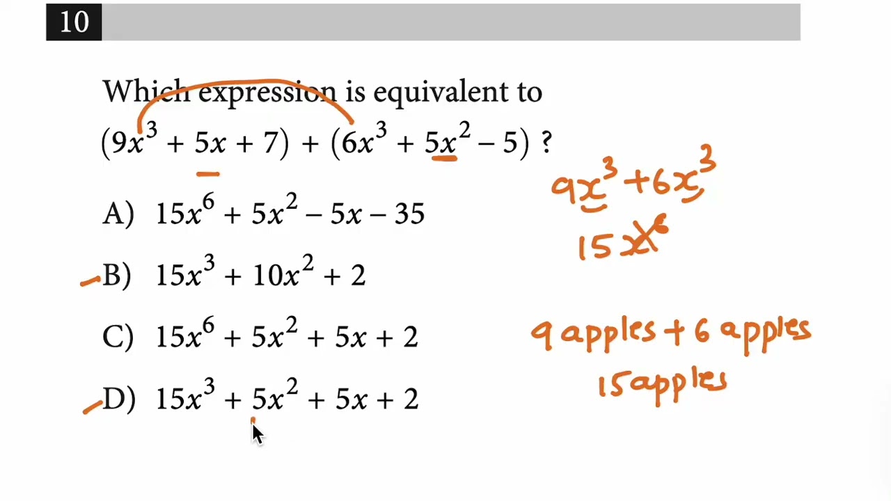 SAT Math (College Board Bundle 7, Module 2): Algebraic Reasoning and Expression Equivalence.