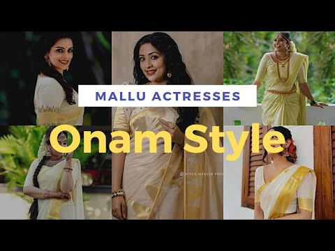 mallu-actresses-in-onam-saree-2021|-latest-kerala-saree-ideas|-set-saree-designs