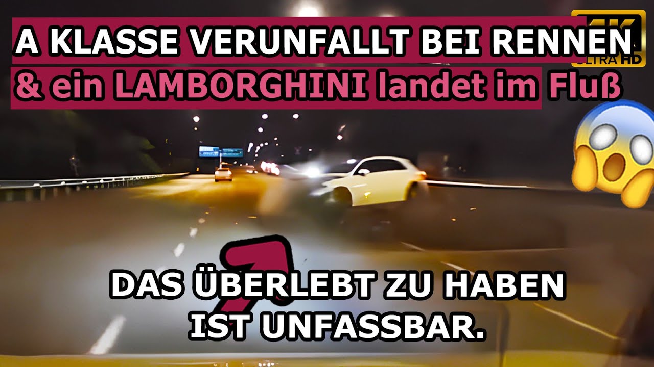 MERCEDES A KLASSE VERUNFALLT ÜBEL BEI RENNEN & EIN LAMBO landet IM WASSER; doch, da stimmt was nicht