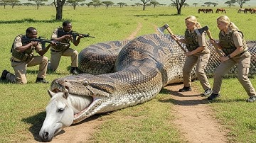 Courageous Rescue Team Subdues Giant Python to Save a Vulnerable Broodmare !