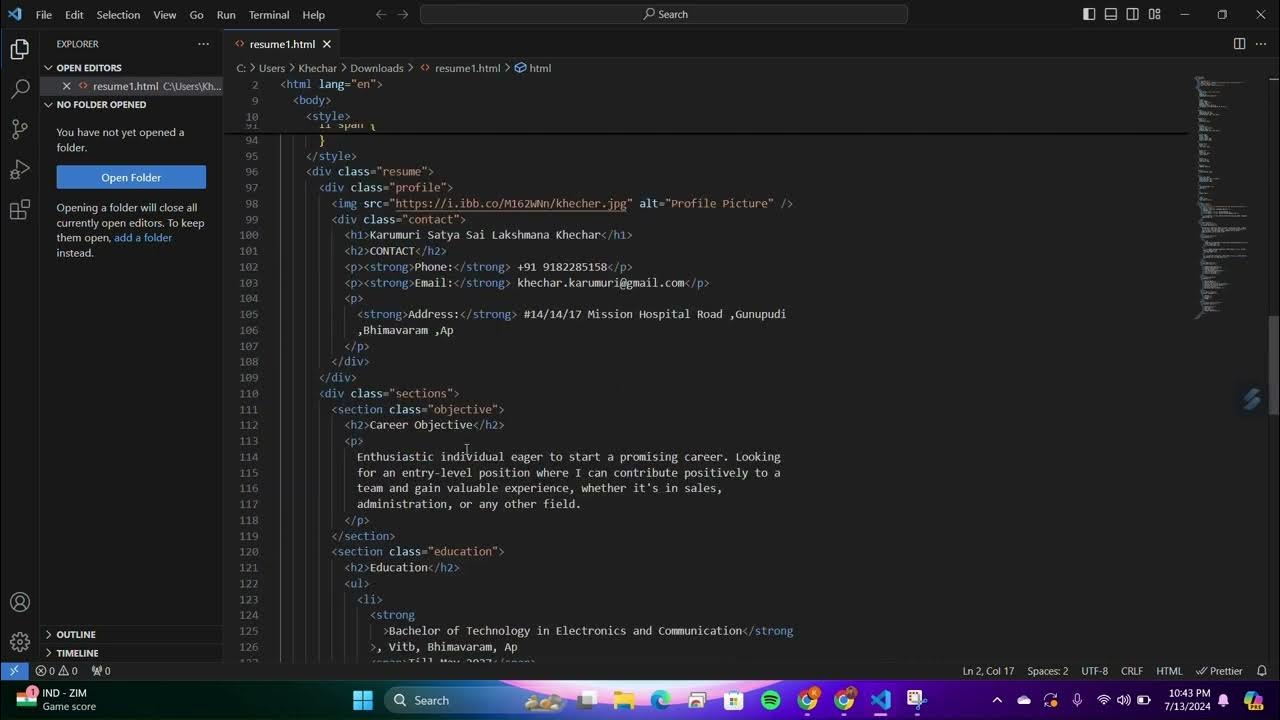 How to create CV or Resume using HTML & CSS - YouTube