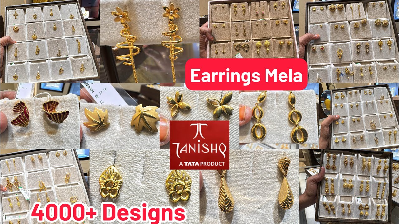 Tanishq 1g Onwards Gold Fancy Earrings| Earrings Mela | Hanging Studs Jimikki Designs