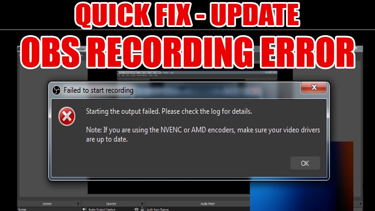 Obs Failed To Start Recording Youtube