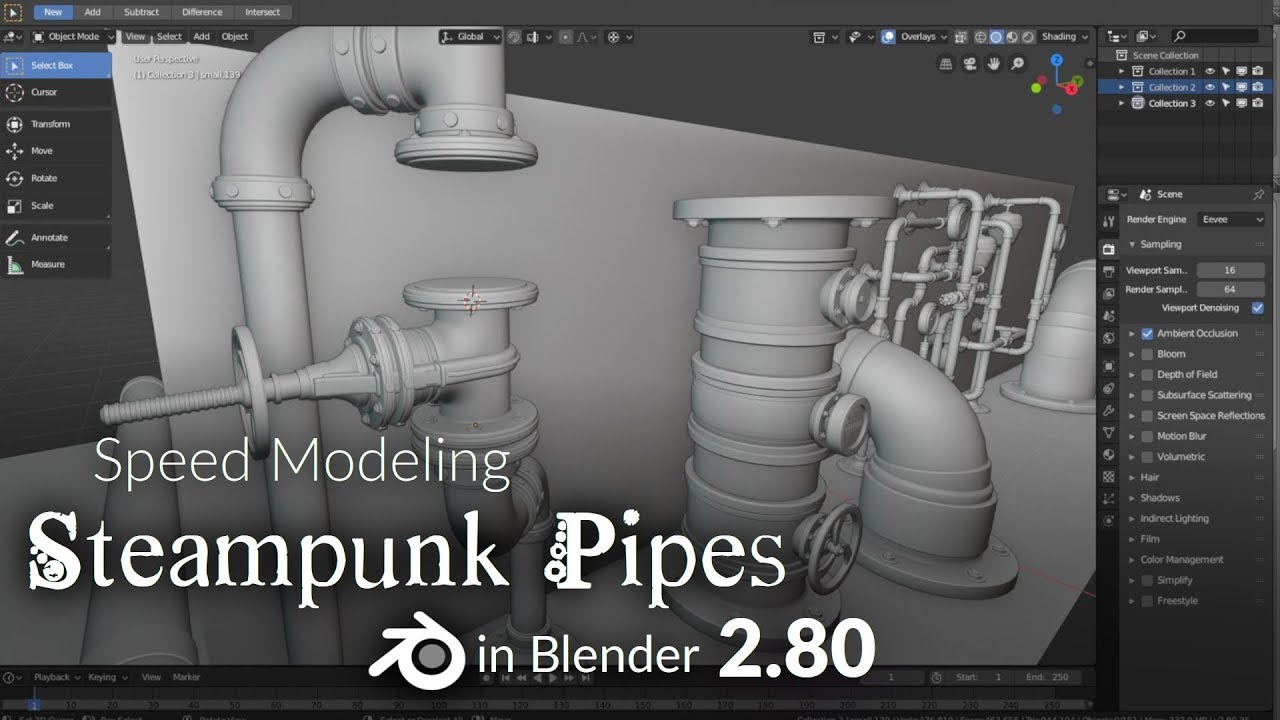 Blender 2 80 Speed Modeling Steampunk Pipes Part 4 Youtube