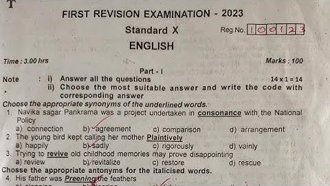 TN 10th std first revision examination English question paper 2023|Answer key|leaked